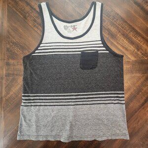 Overdrive Men's Gray Striped Tank | Medium